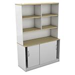 white office storage furniture with shelves and cupboards